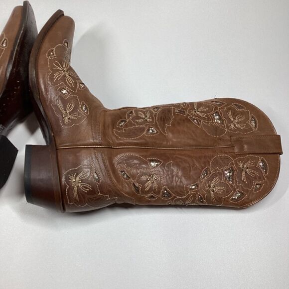 Shyanne Brown Embroidered Heeled Boots - Picture 9 of 16